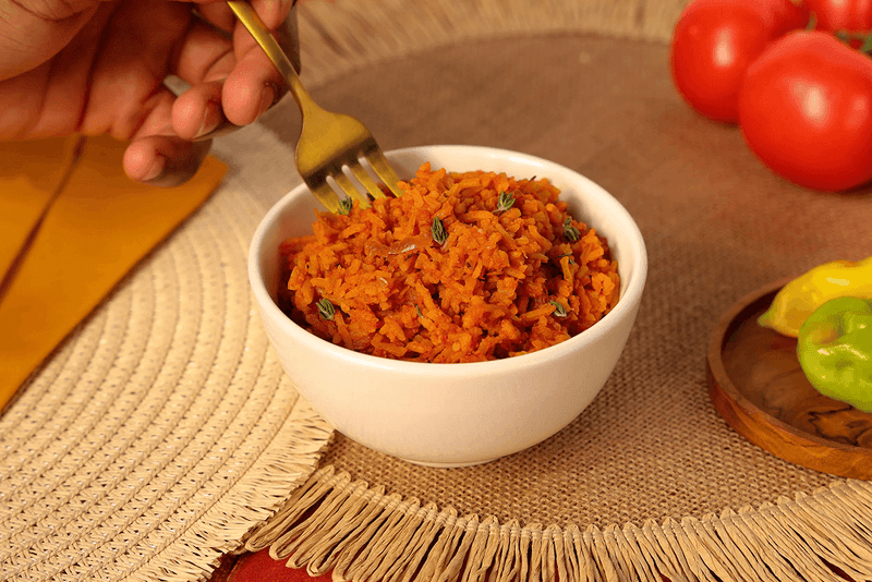 Jolloff Rice + Beef Kebabs With Peanut Sauce